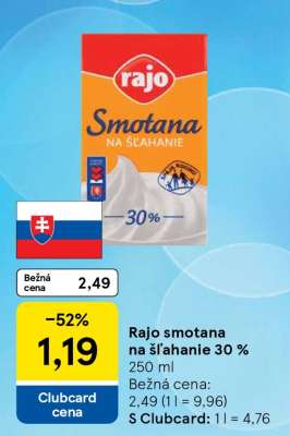 Rajo Smotana na šľahanie 30 %