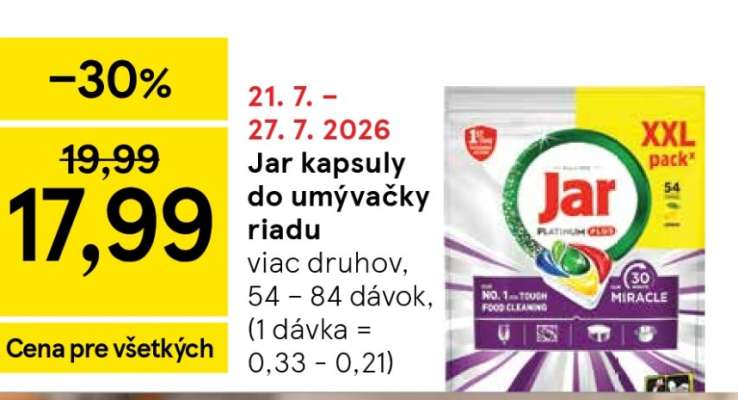 JAR KAPSULY DO UMÝVAČKY RIADU