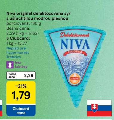 Niva originál delaktózovaná syr s ušľachtilou modrou plesňou