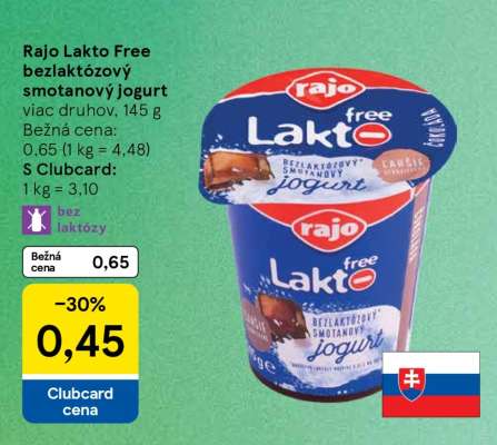 RAJO LAKTO FREE Bezlaktózový smotanový jogurt