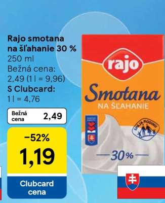 Rajo Smotana na šľahanie 30 %
