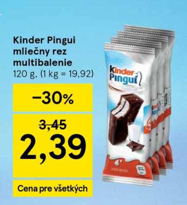 Kinder Pingui mliečny rez multibalenie