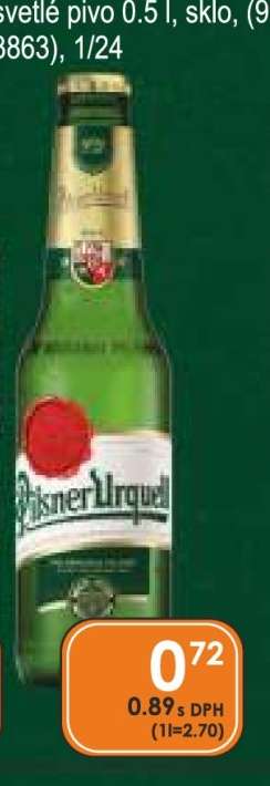 Pilsner Urquell světlé pivo 0.5 l, sklo