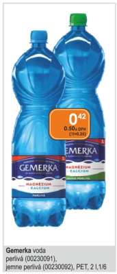 Gemerka voda perlivá (00230091), jemne perlivá (00230092), PET, 2 l, 1/6