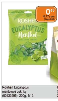 Roshen Eucalyptus mentolové cukríky