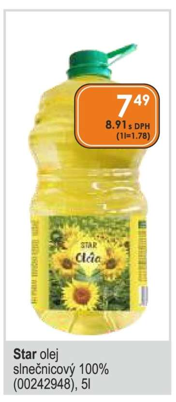 Star olej slnečnicový 100% (00242948), 5l