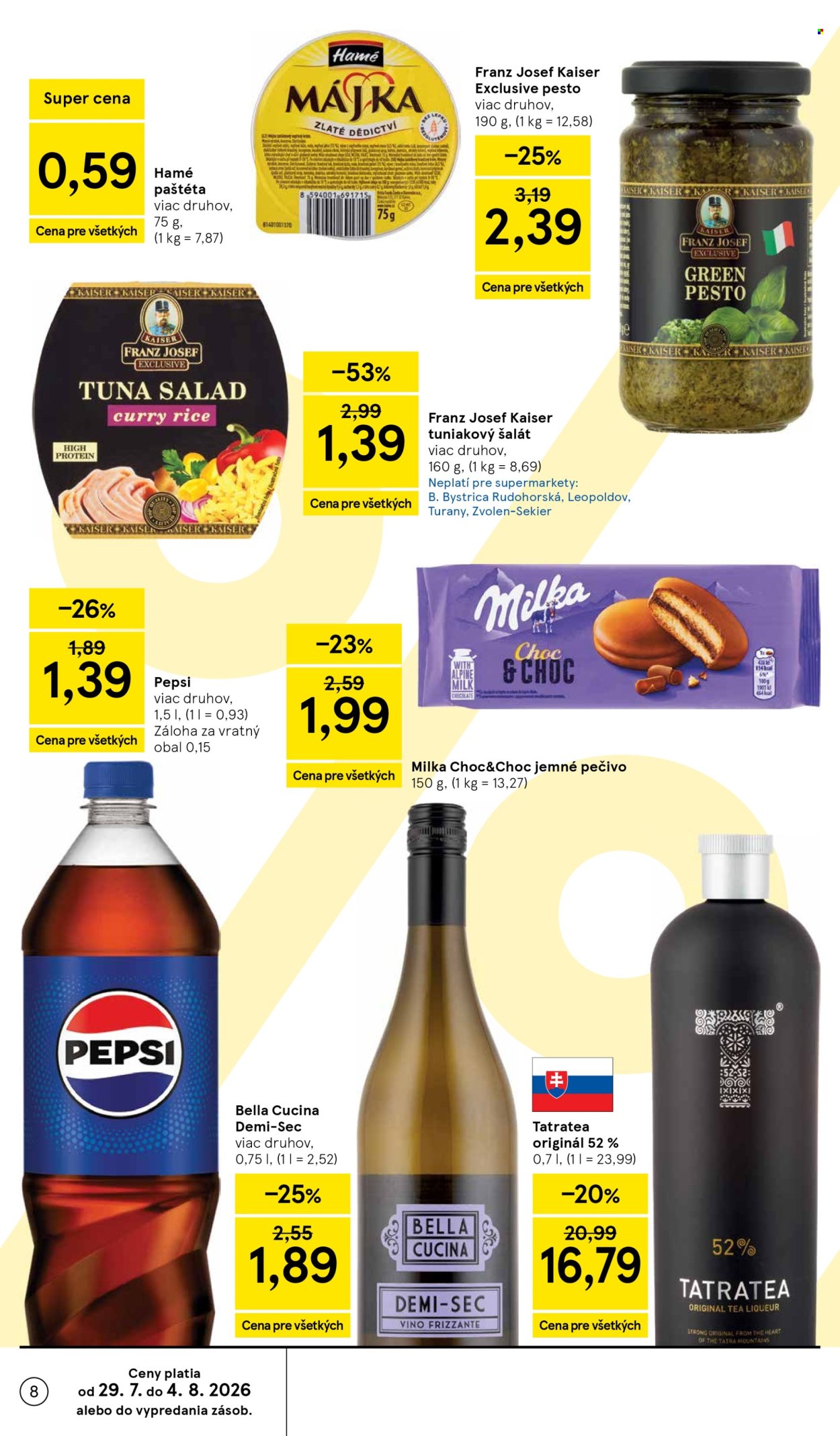 Leták TESCO supermarket - 29.7.2026 - 4.8.2026. Strana 8