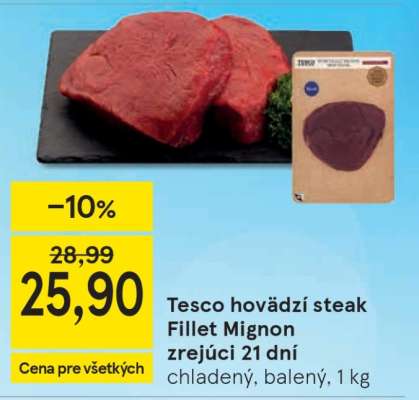 Tesco hovädzí steak Fillet Mignon zrejúci 21 dní