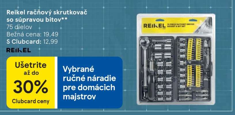 Reikel račňový skrutkovač so súpravou bitov