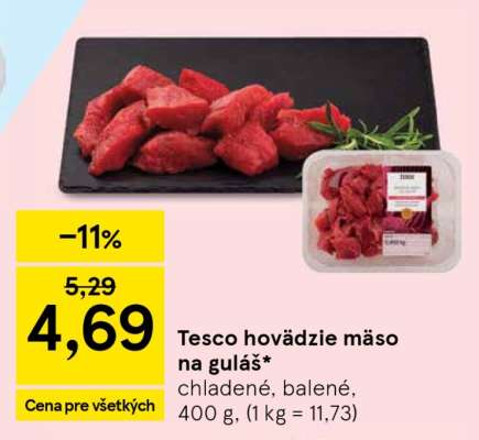 Tesco hovädzie mäso na guláš