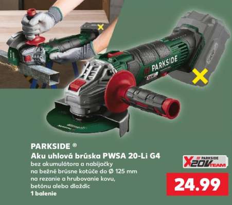 PARKSIDE Aku uhlová brúska PWSA 20-Li G4