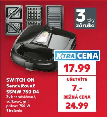 SWITCH ON Sendvičovač SSMW 750 D4