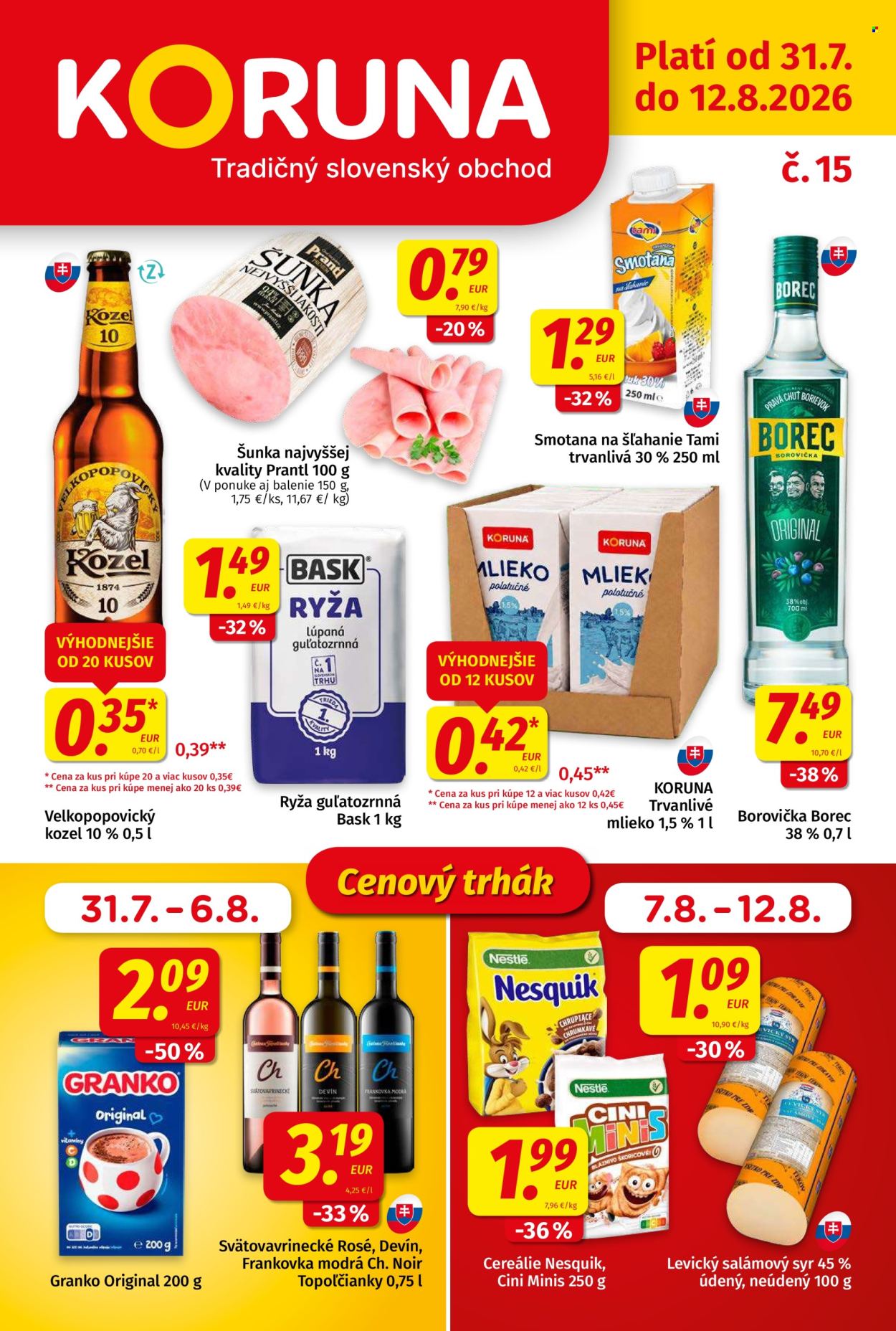 Leták Potraviny KORUNA - 31.7.2026 - 12.8.2026. Strana 1