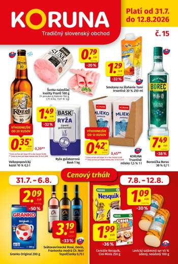 Leták Potraviny KORUNA - 31.7.2026 - 12.8.2026.
