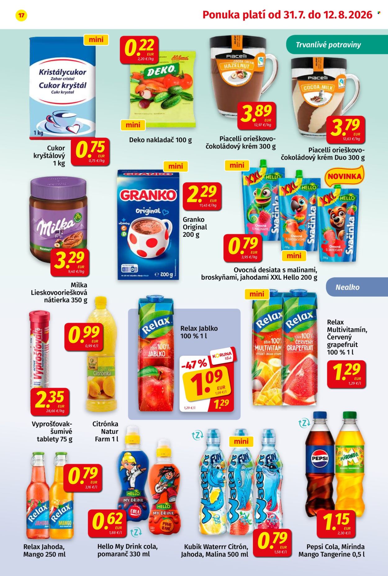 Leták Potraviny KORUNA - 31.7.2026 - 12.8.2026. Strana 17