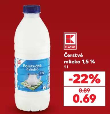 Čerstvé mlieko 1,5 % 1l