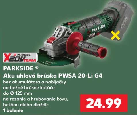 Aku uhlová brúska PWSA 20-Li G4