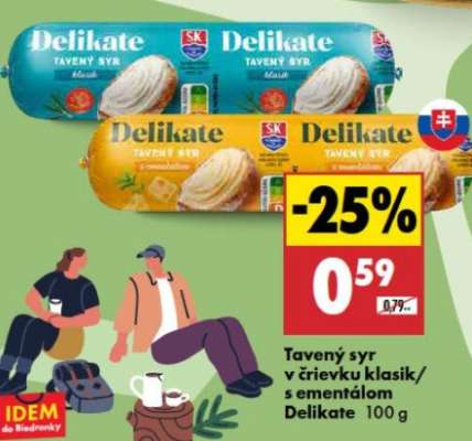 Tavený syr v črievku klasik/s ementálom Delikate