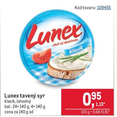 LUNEX Tavený syr