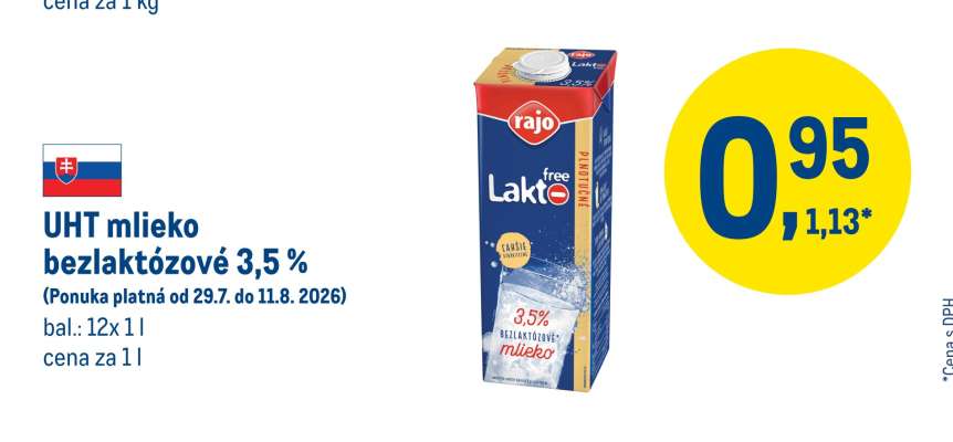 UHT mlieko bezlaktózové 3,5%
