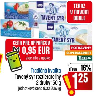 Tavený syr roztierateľný
