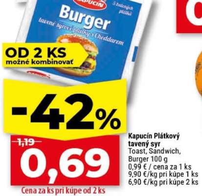 Kapucín Plátkový tavený syr