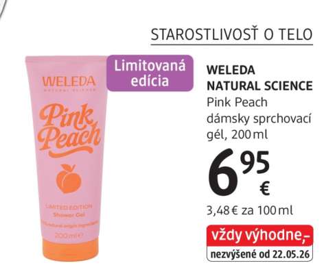 WELEDA NATURAL SCIENCE Pink Peach dámsky sprchovací gél, 200 ml