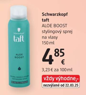 Schwarzkopf taft ALOE BOOST stylingový sprej na vlasy