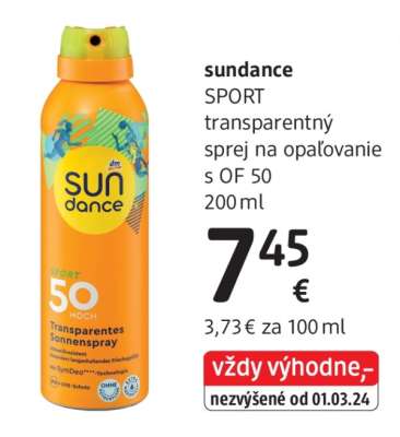 sundance SPORT transparentný sprej na opaľovanie s OF 50