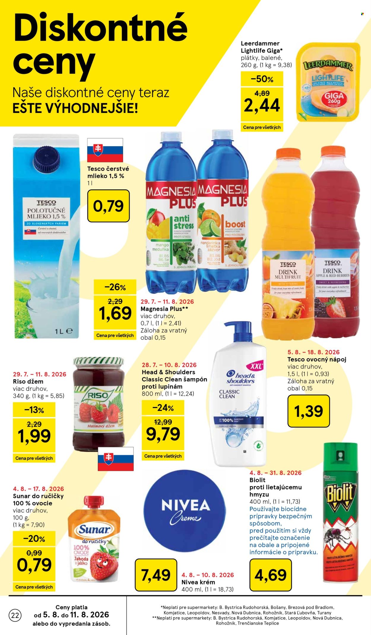 Leták TESCO supermarket - 5.8.2026 - 11.8.2026. Strana 22