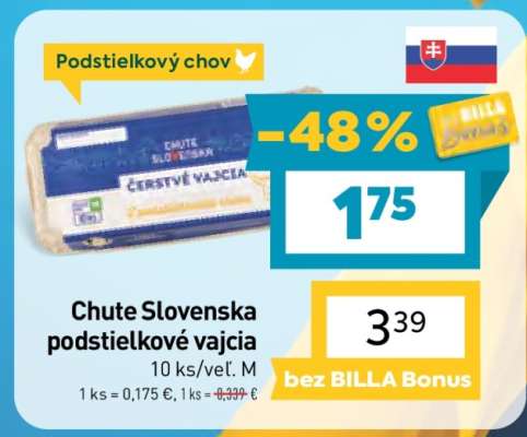 Chute Slovenska podstielkové vajcia