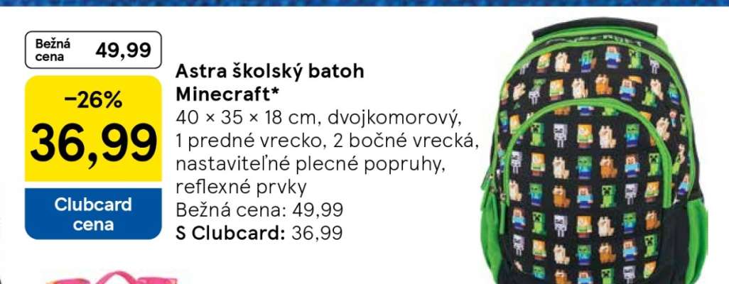 Astra školský batoh Minecraft