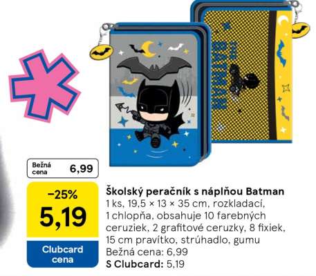 Školský peračník s náplňou Batman