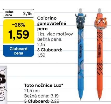 Colorino gumovateľné pero