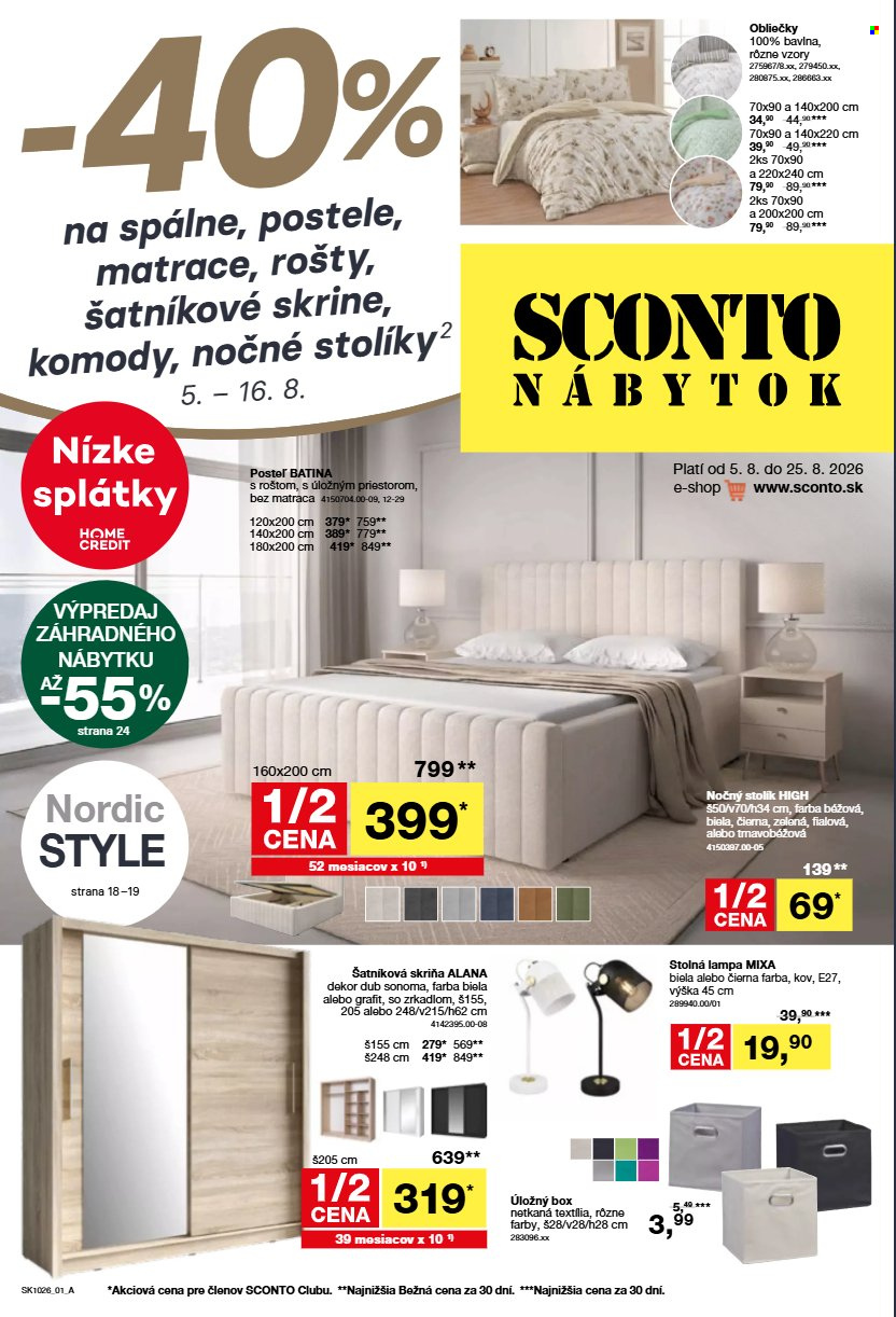 Leták Sconto nábytok - 5.8.2026 - 25.8.2026. Strana 1