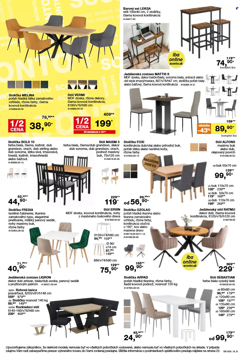 Leták Sconto nábytok - 5.8.2026 - 25.8.2026. Strana 16