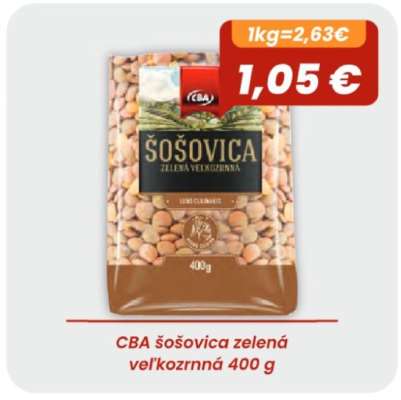 CBA šošovica zelená veľkozrnná 400 g