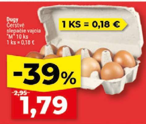 Dugy čerstvé slepačie vajcia “M” 10 ks