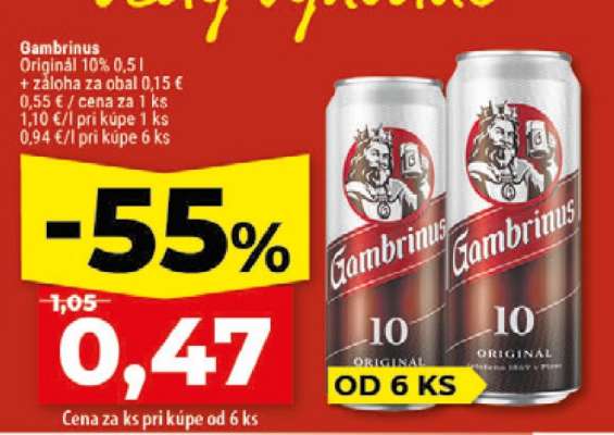 Gambrinus Originál 10% 0,5l