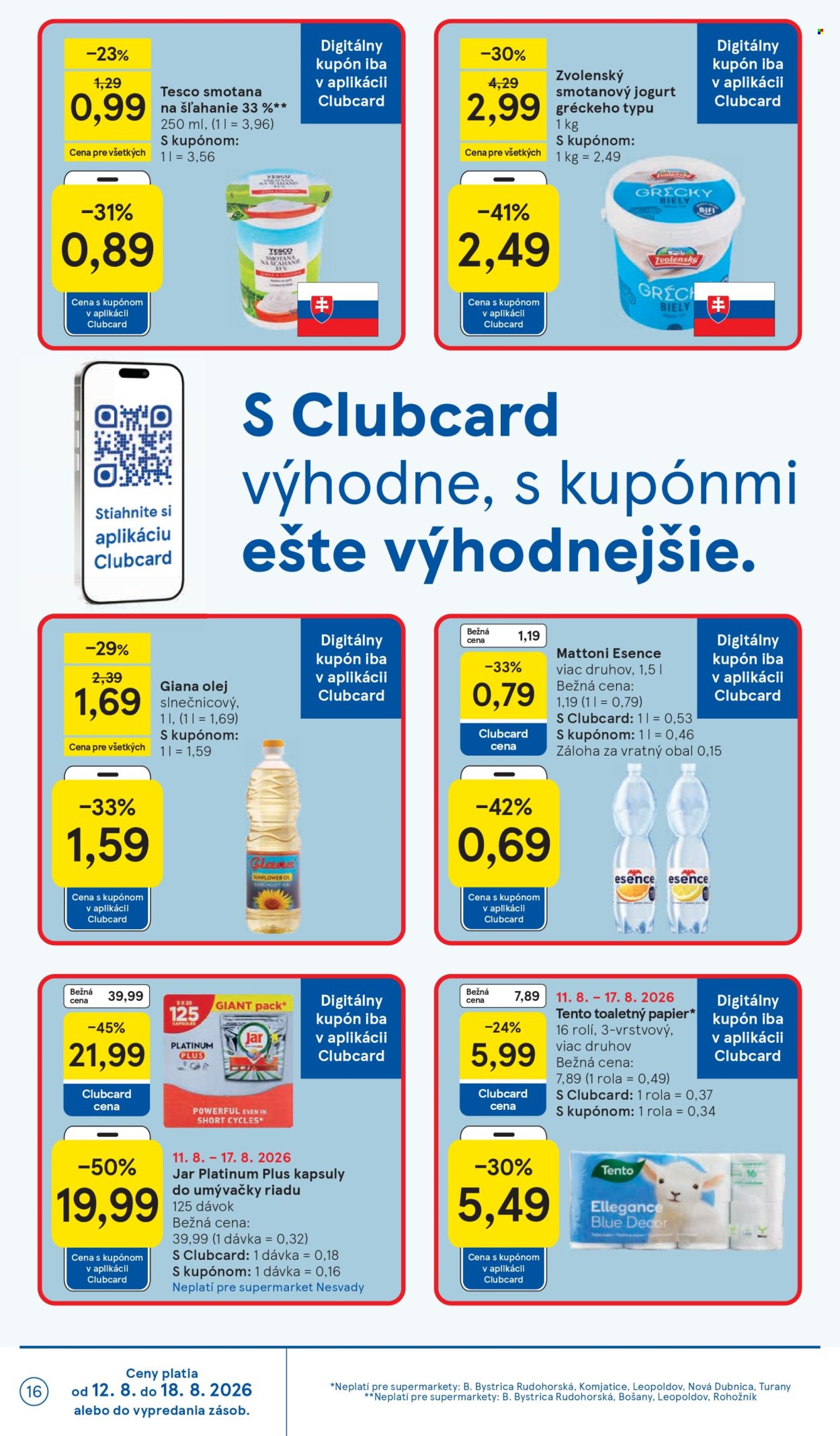 Leták TESCO supermarket - 12.8.2026 - 18.8.2026. Strana 16