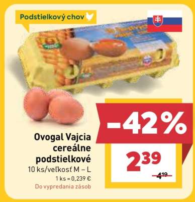 Ovogal Vajcia cereálne podstielkové