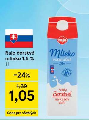 Rajo čerstvé mlieko 1,5 %