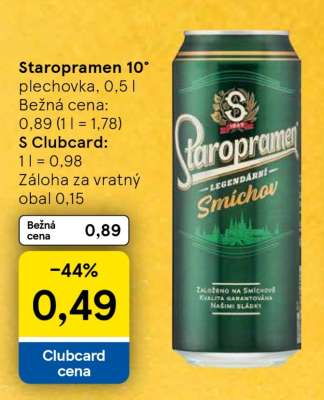 Staropramen 10° plechovka, 0,5 l