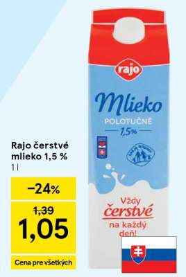 Rajo čerstvé mlieko 1,5 %