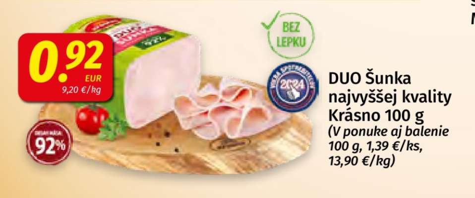 DUO Šunka najvyššej kvality Krásno 100 g