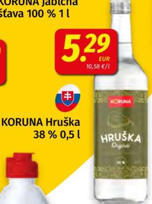 KORUNA Hruška 38 % 0,5 l