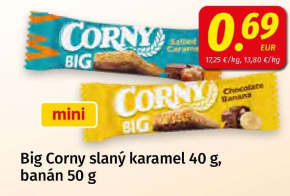 Big Corny slaný karamel 40 g, banán 50 g