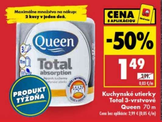 Kuchynské utierky Total 3-vrstvové Queen 70 m