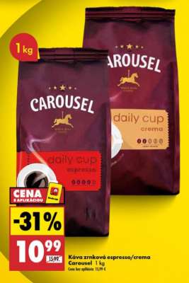 Káva zrnková espresso/crema Carousel, 1 kg