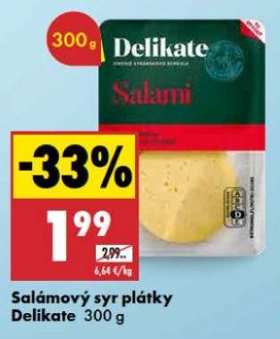 Salamový syr plátky Delikate 300 g